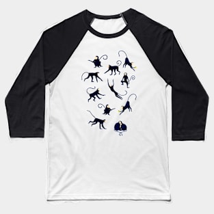 Set of playful minimalist monkeys in different poses Baseball T-Shirt